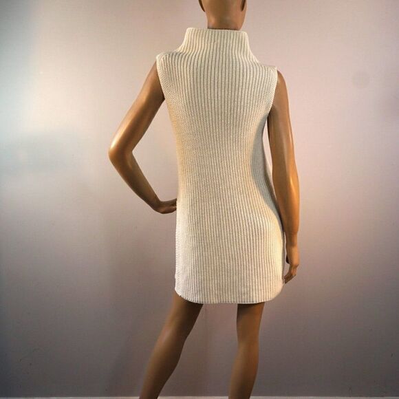 Olivaceous Cream Mock Neck Sleeveless Split Hem Knit Sweater Dress Size Small - Picture 6 of 12